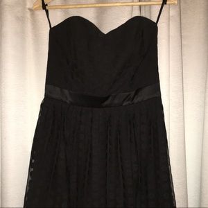 Strapless Sweetheart Dot Black Dress WHBM